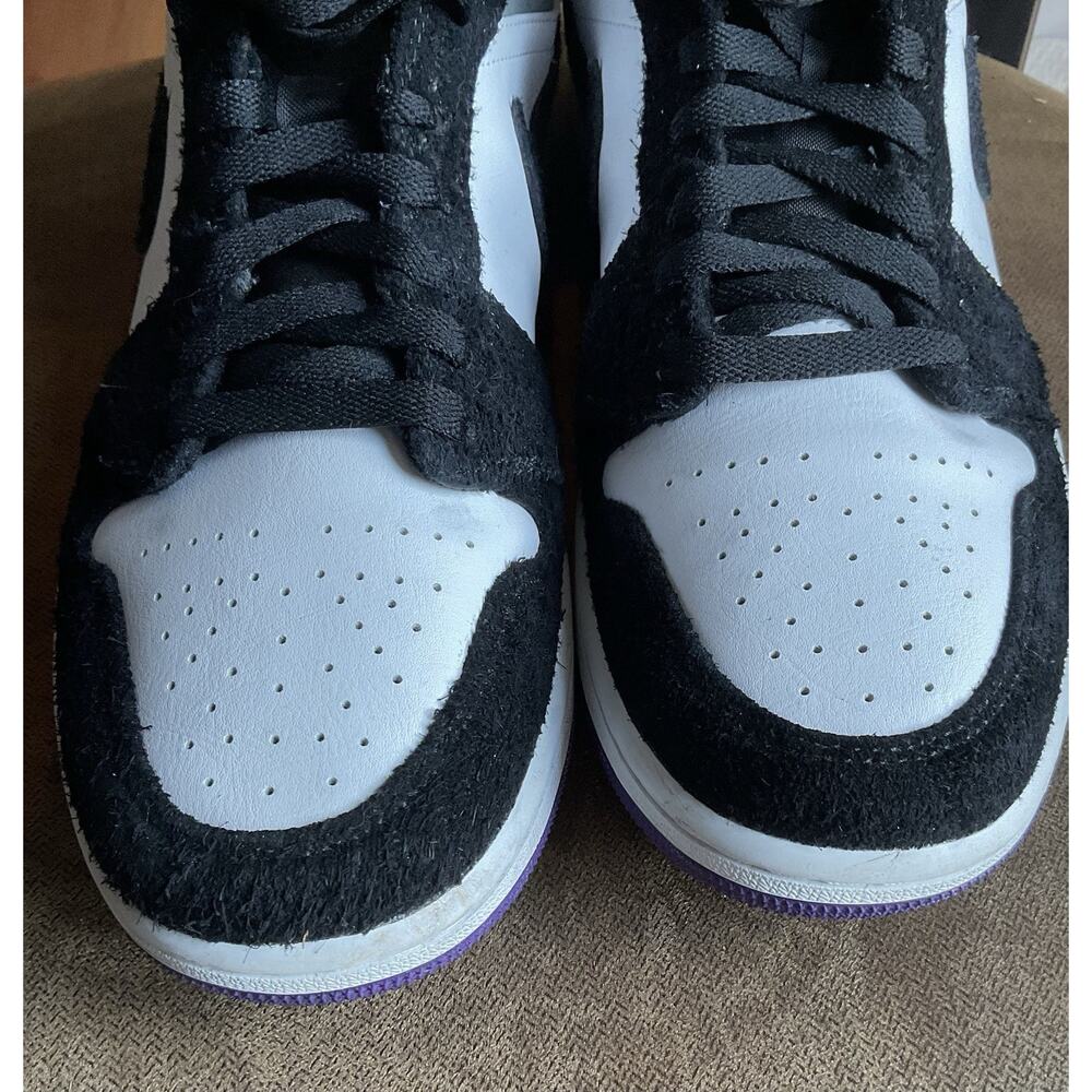 Nike Jordan Air 1 Mid SE Size 9.5 Black/Varsity Purple/White 852542-105 - Picture 8 of 12
